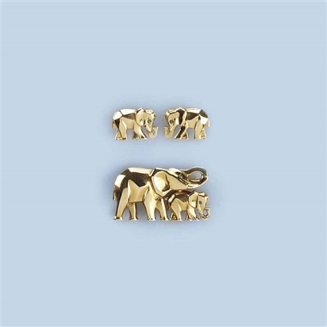 Elephant brooch Elephant earrings 2 works by Cartier Co. on artnet